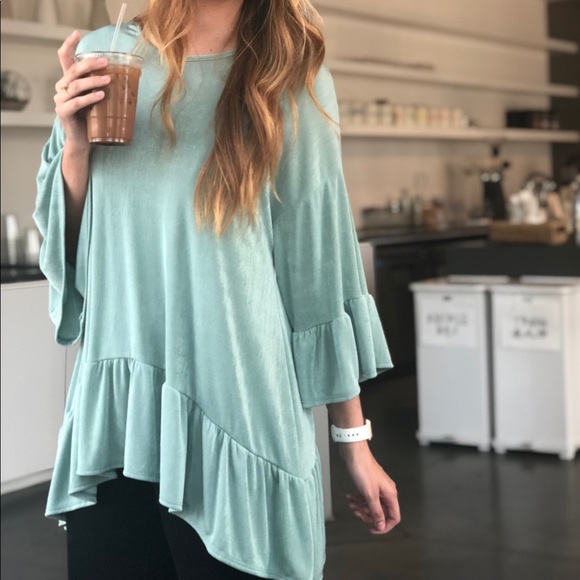 NWT 🆕 Light Blue Ruffle Top - Picture 2 of 8